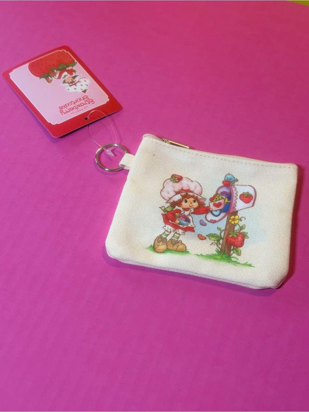 Strawberry Shortcake Canvas Coin Purse - Cream with Pink Accents